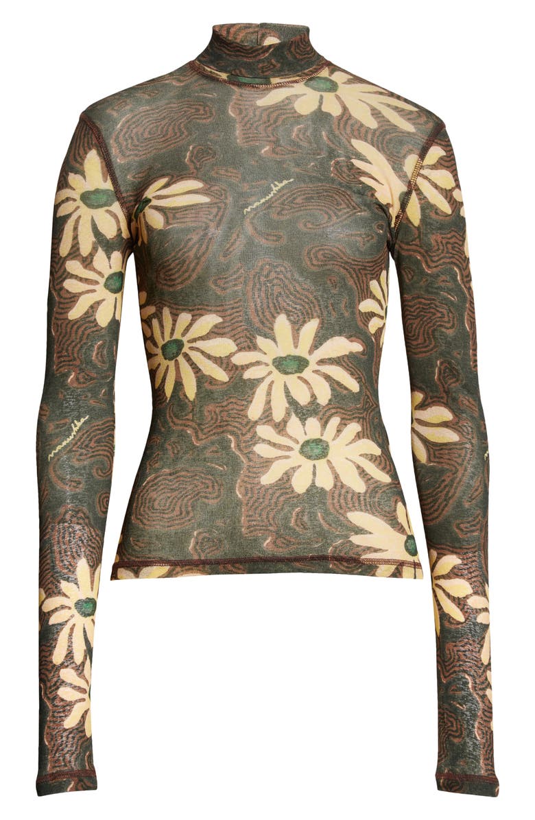 Nanushka Harri Floral Print Turtleneck Top, Alternate, color, 