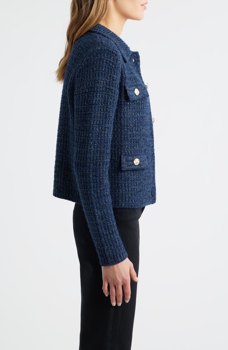 MARGARET O'LEARY Gabrielle Metallic Jacket, Alternate, color, Navy