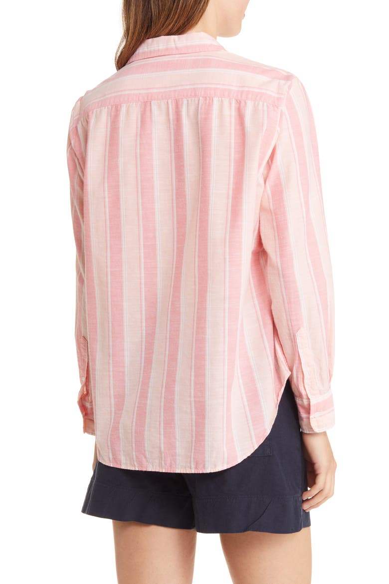 Stripe Cotton Button-Up Shirt, Alternate, color, PEACH PINK MULTI STRIPE