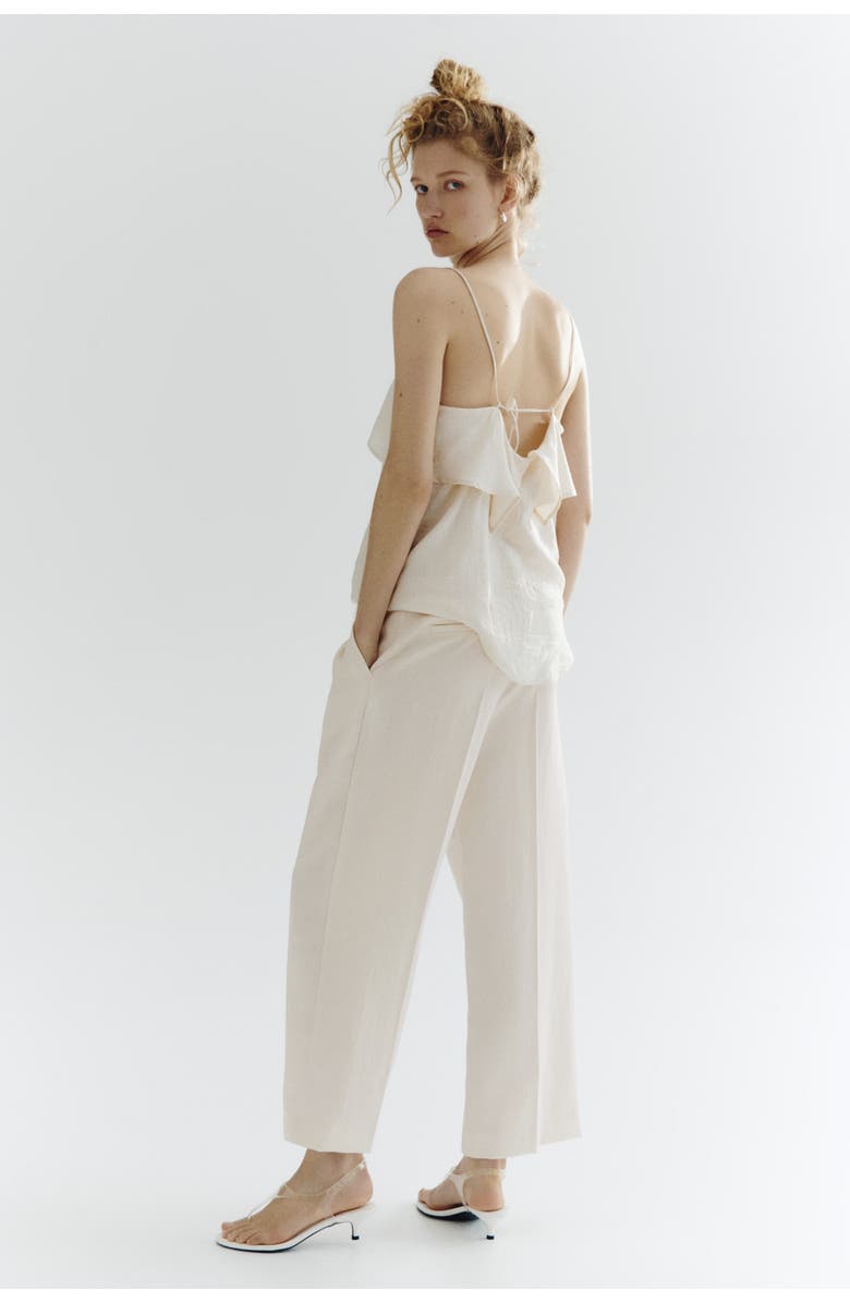 H&M Ankle-length Twill Trousers, Alternate, color, Cream
