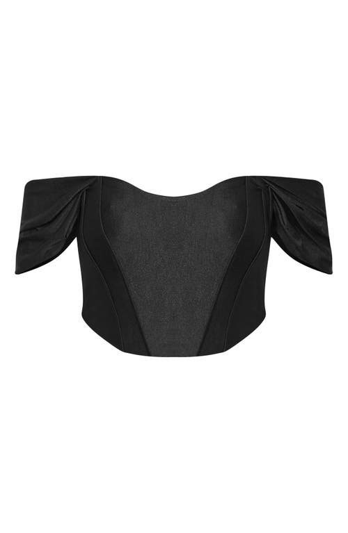 City Chic Amaryllis Off The Shoulder Corset Crop Top In Black