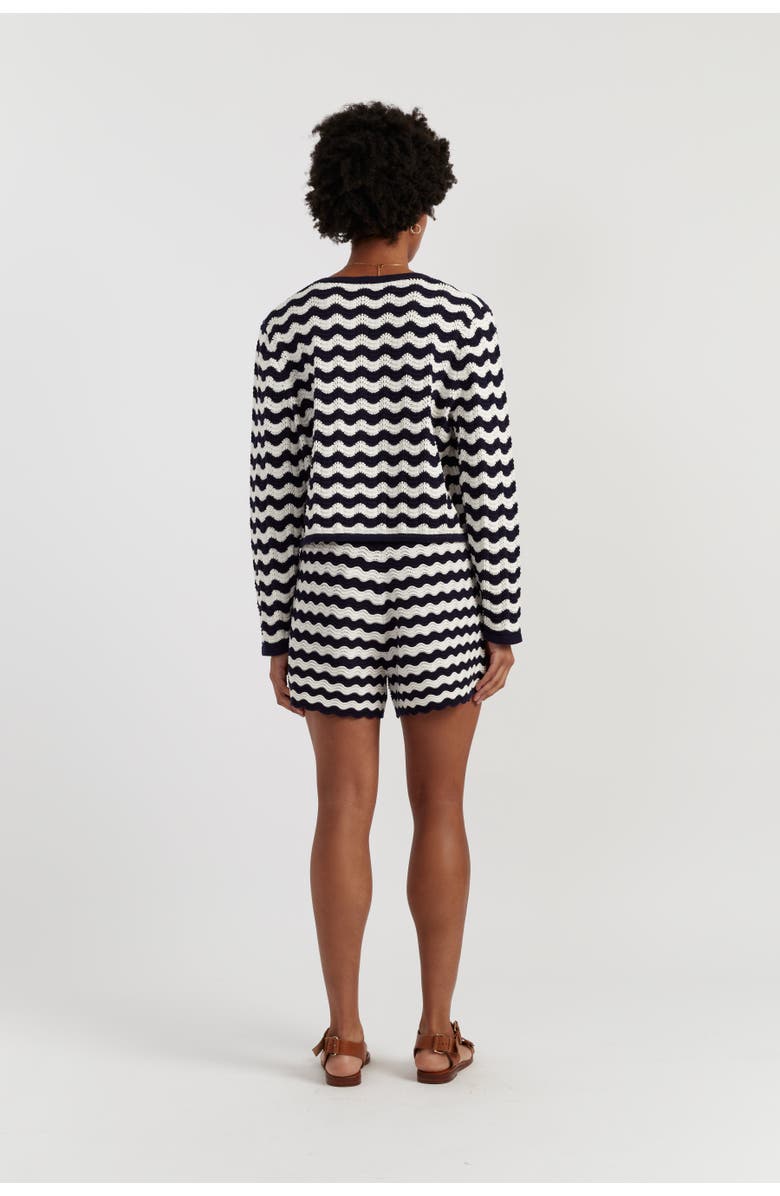 Chinti & Parker Cotton Cherry Crochet Cardigan, Alternate, color, Blue/Cream