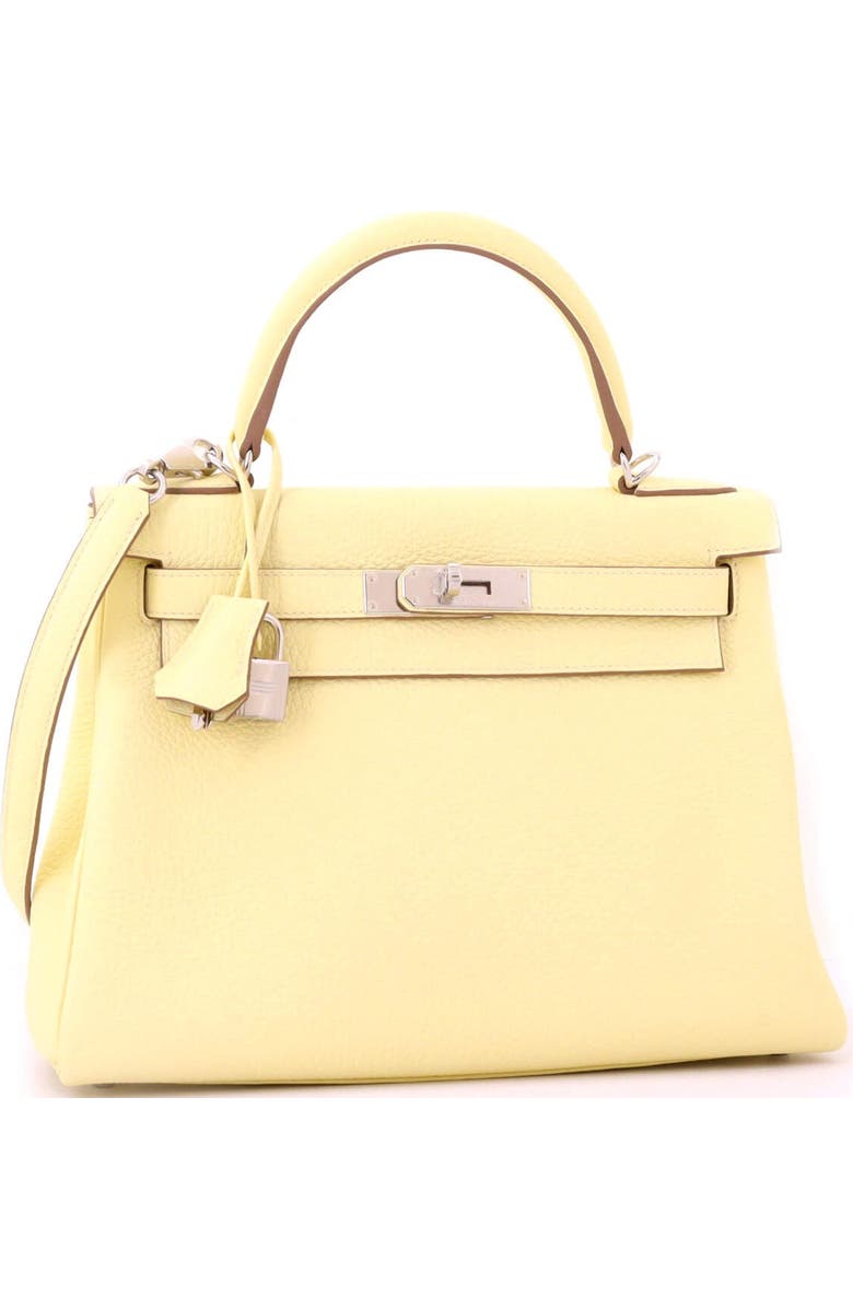 Pre-Owned Hermes Kelly Handbag Yellow Clemence with Palladium Hardware 28, Alternate, color, Jaune Poussin