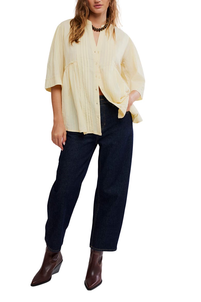 Willow Pintuck Cotton Button-Up Shirt, Alternate, color, PERFECT FLAN