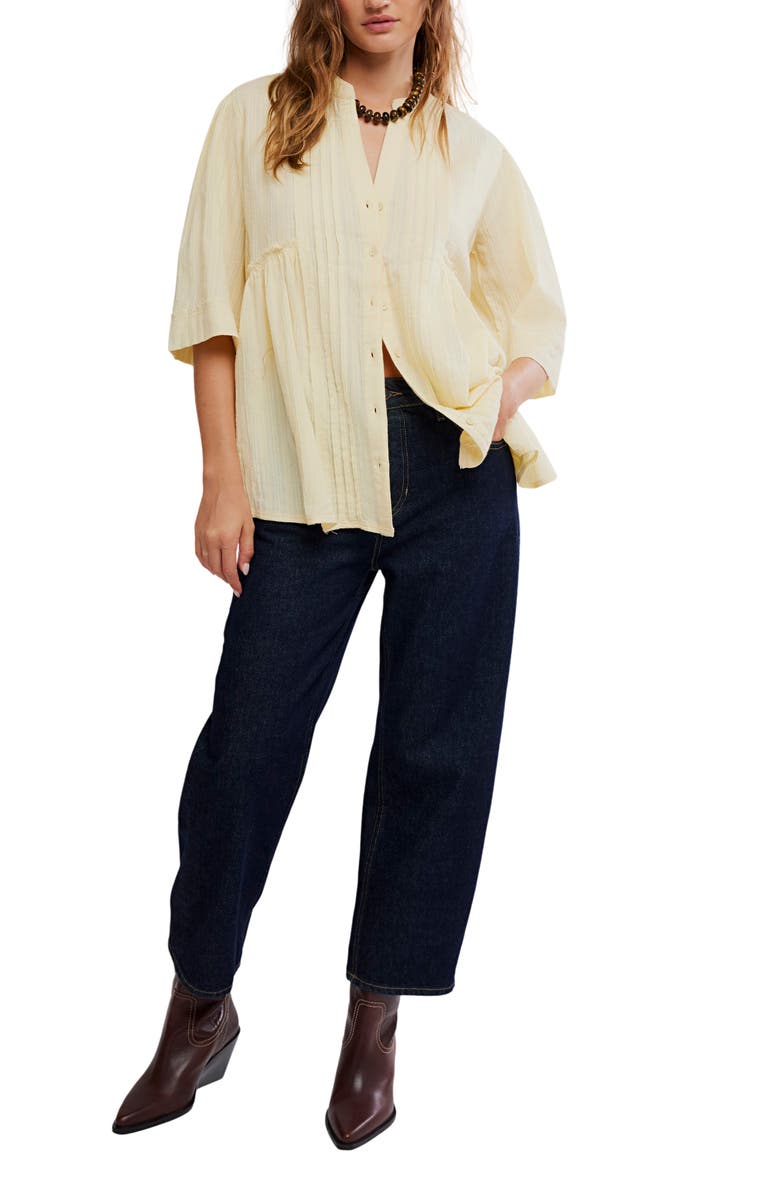 Free People Willow Pintuck Cotton Button-Up Shirt, Alternate, color, 