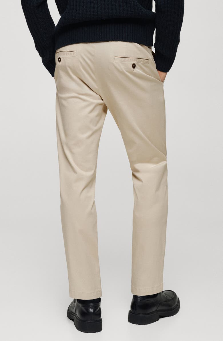MANGO Slim Fit Flat Front Cotton Stretch Twill Chinos, Alternate, color, Ecru