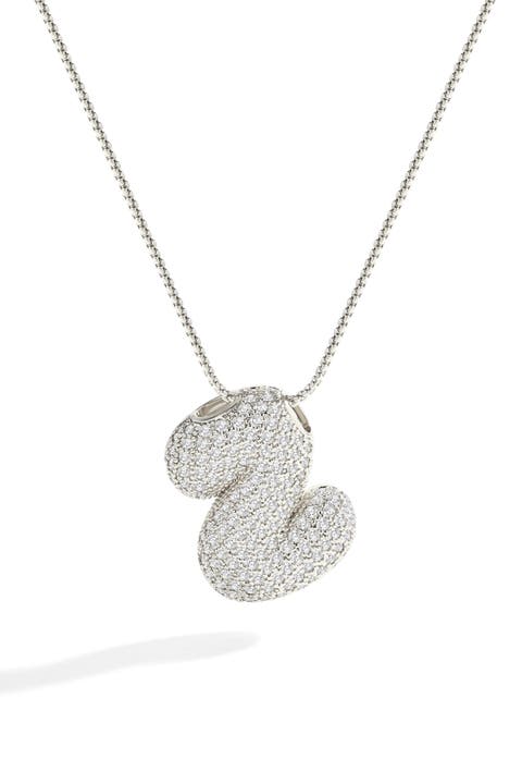Pave Bubble Initial Necklace