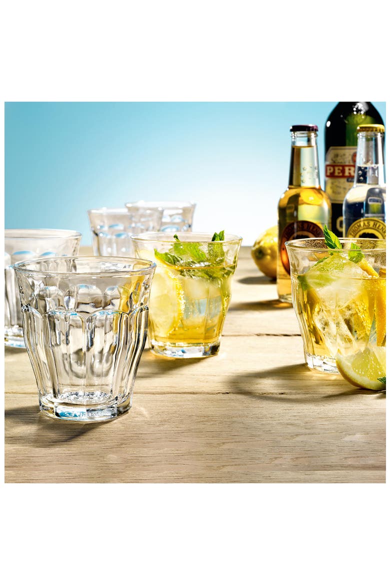Picardie Clear Set of 6 Tempered Glass French Tumblers, Alternate, color, CLEAR