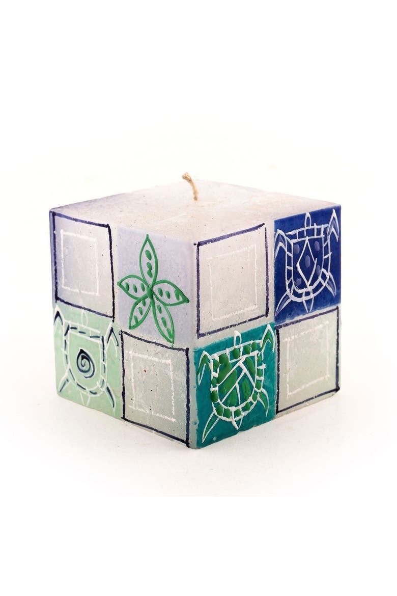 Arniston Beach Painted Cube Candle, Main, color, Arniston