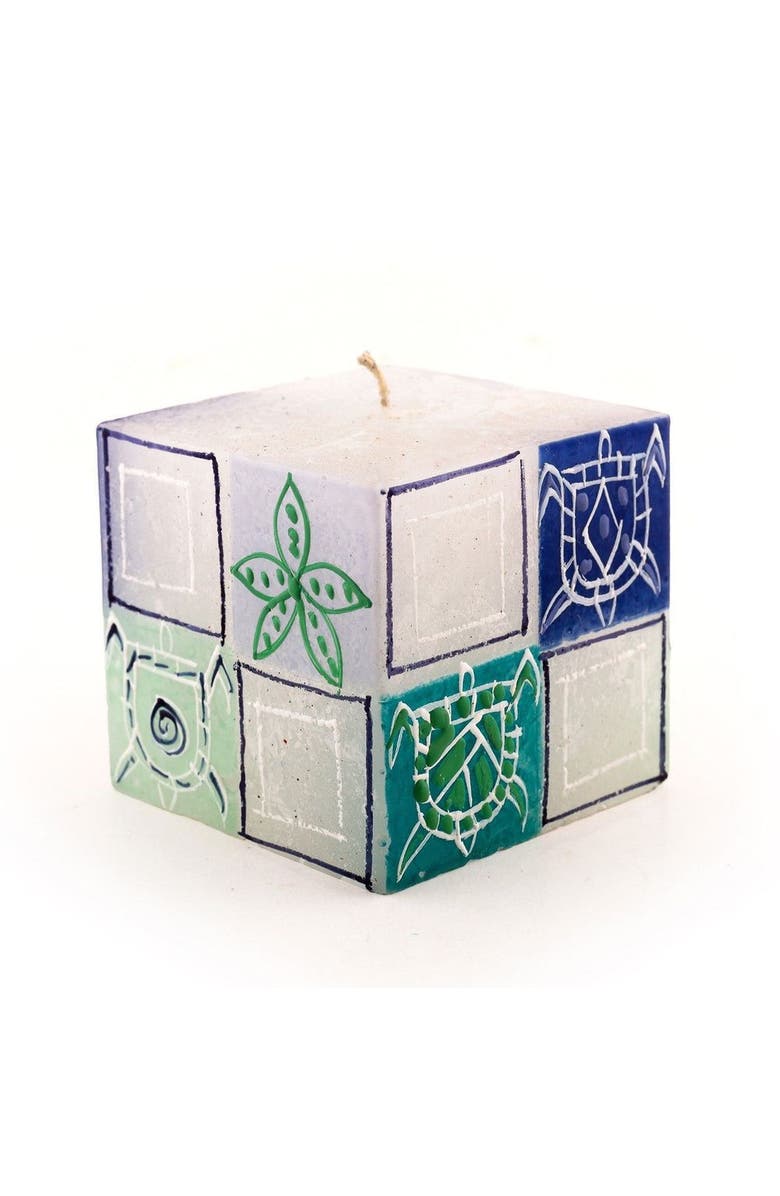 Thumbprint Artifacts Arniston Beach Painted Cube Candle, Main, color, Arniston