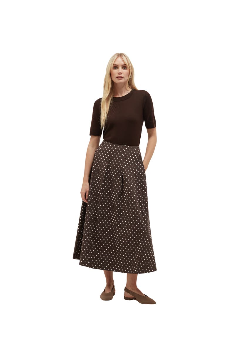 Antonella A-Line Midi Skirt, Main, color, Brownivory