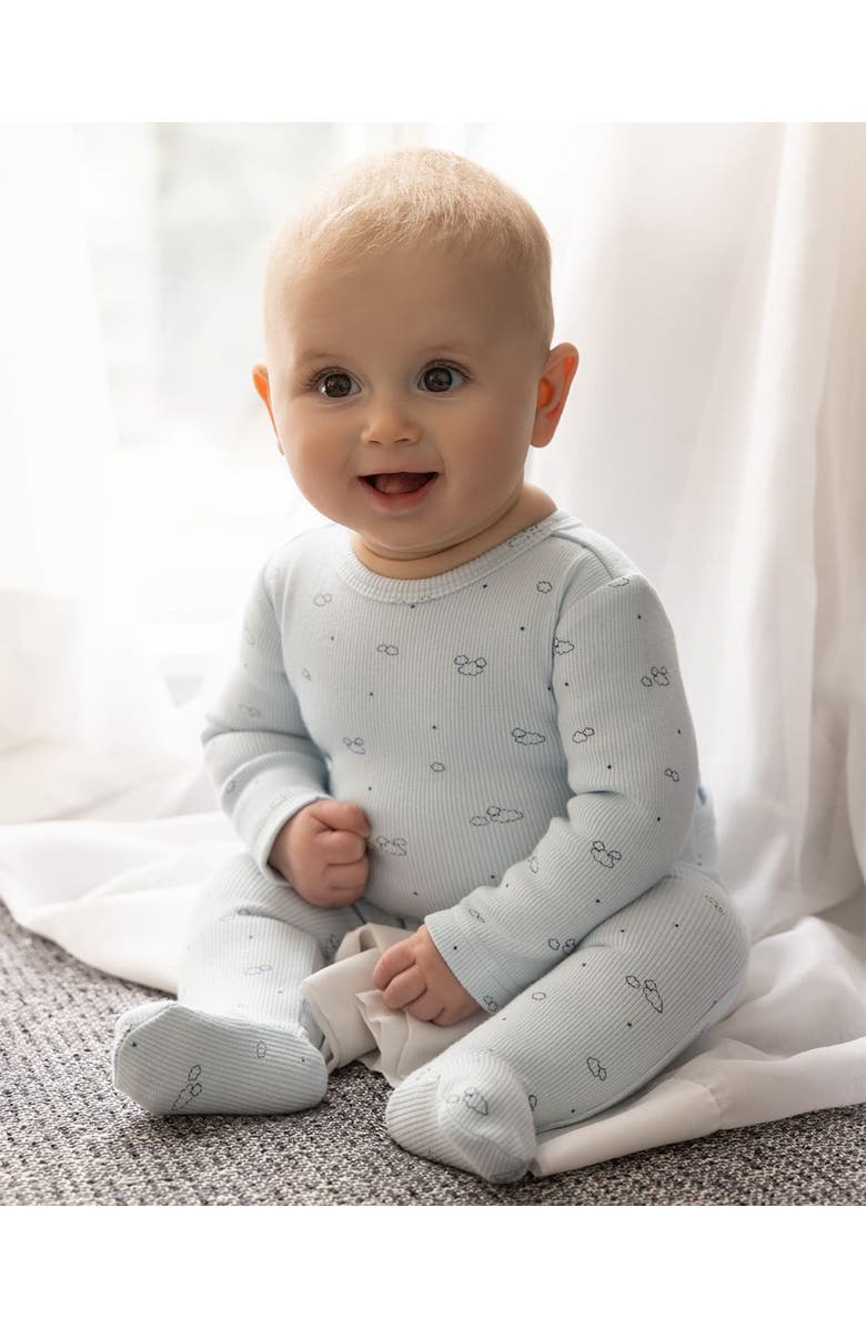 MiniMoi Cotton Rich Mini-Ribbed Footie, Alternate, color, Blue