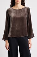 Eileen Fisher Ballet Neck Flare Sleeve Velvet Top