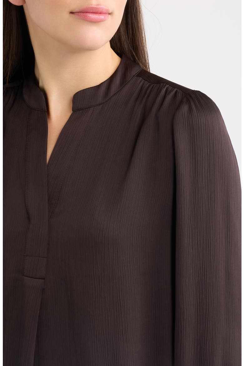 Pleat Front V-Neck Top, Alternate, color, DEEP MAHOGANY
