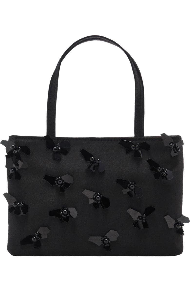 MANGO Flower Appliqué Top Handle Bag, Main, color,