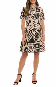 London Times Linen Blend Shirtdress