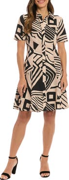 London Times Linen Blend Shirtdress