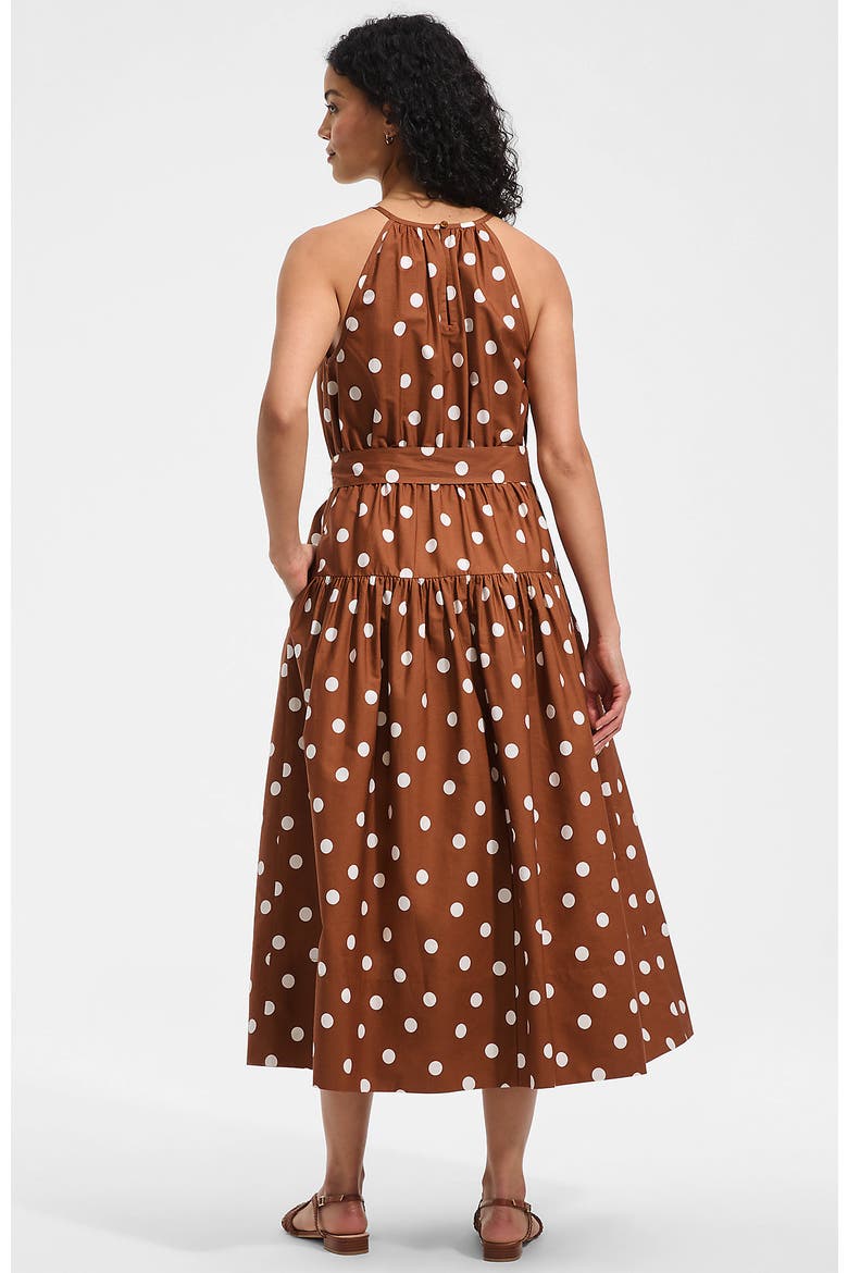Poplin Halter Midi Dress, Alternate, color, Rich Ginger Brown Dot