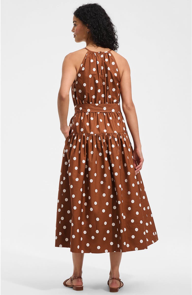 Lands' End Poplin Halter Midi Dress, Alternate, color, Rich Ginger Brown Dot