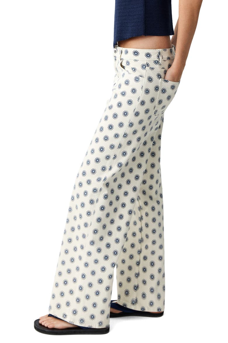 Printed Stretch Cotton Wide Leg Jeans, Alternate, color, OFF WHITE