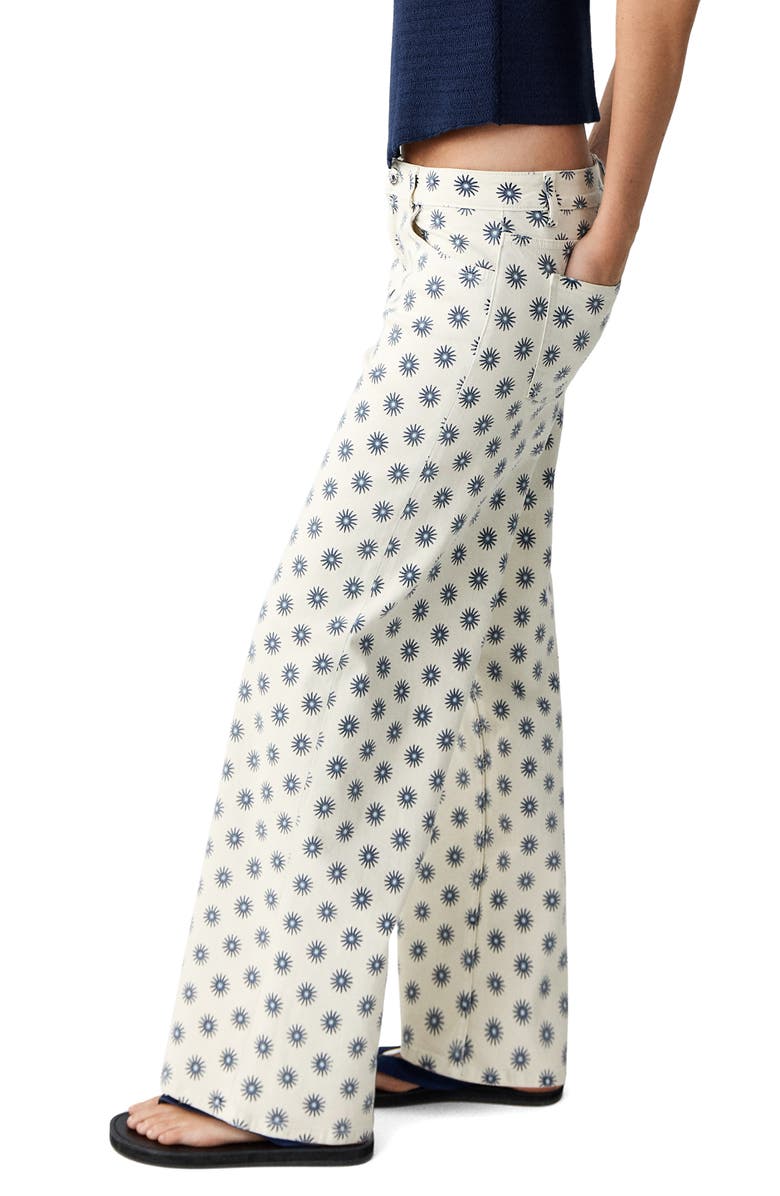 MANGO TEEN Printed Stretch Cotton Wide Leg Jeans, Alternate, color, Off White