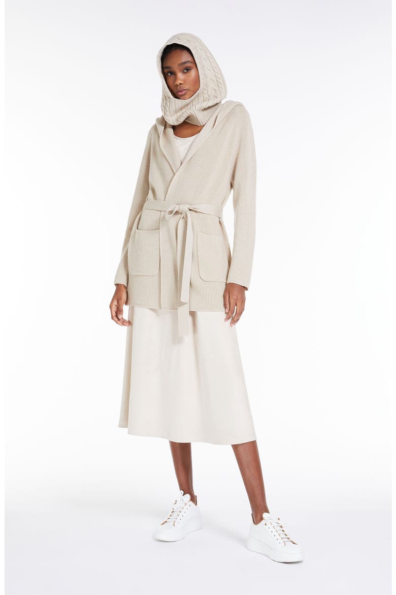 Nava Long Hooded Wool Cardigan, Alternate, color, ALBINO