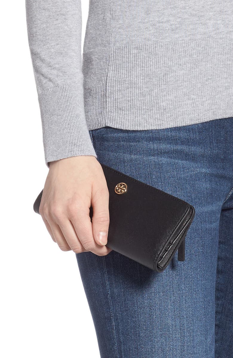 Tory Burch Robinson Slim Leather Wallet, Alternate, color, 