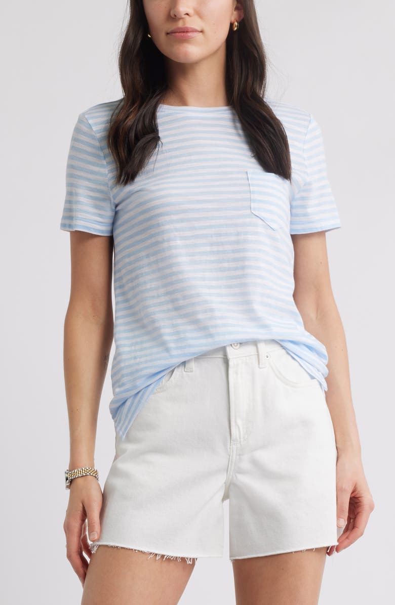 Caslon<sup>®</sup> Cotton & Modal T-Shirt, Main, color, Blue Windsurfer Brooke Stripe