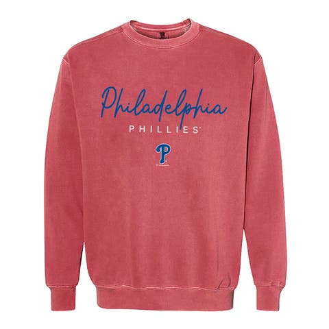 Women's Soft as a Grape  Red Philadelphia Phillies Pigment Dye Crewneck Sweatshirt