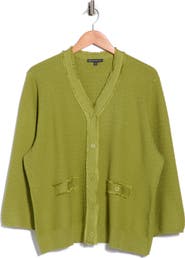 Adrianna Papell V-Neck Fringe Cardigan