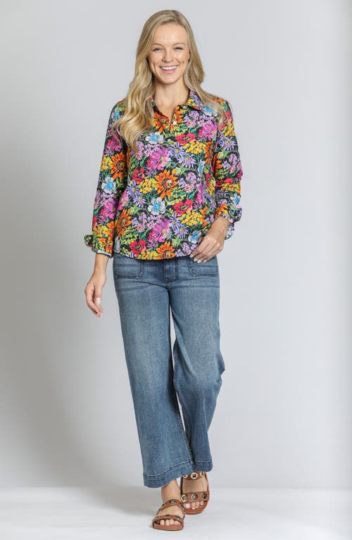 Apny Classic Floral Button-up Shirt In Lilac Multi
