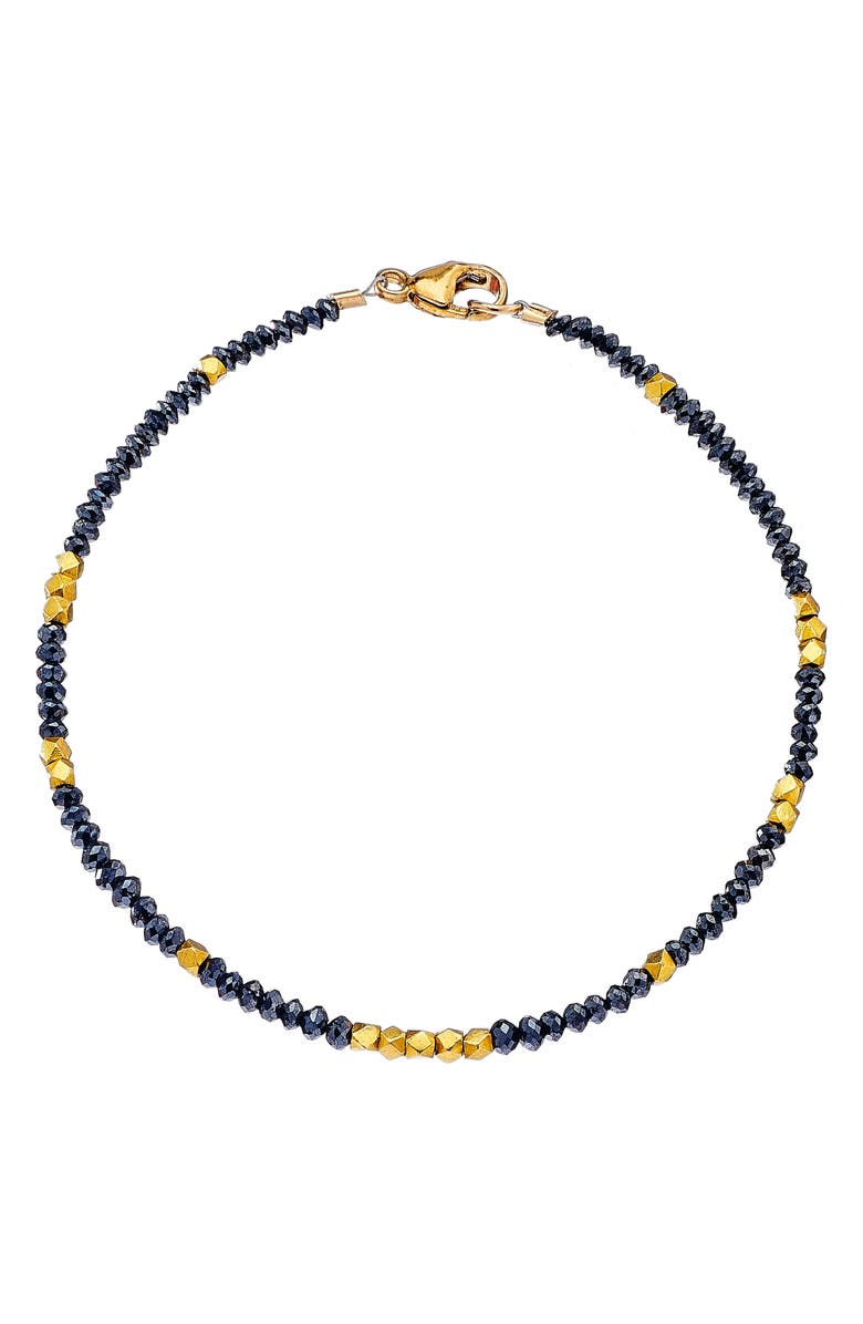 Sethi Couture Noir Black Diamond & Gold Bead Bracelet, Main, color, Black