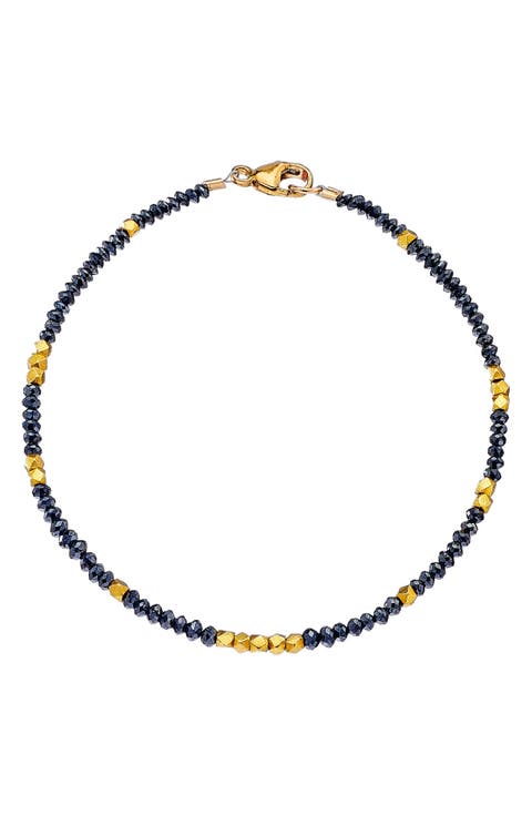 Noir Black Diamond & Gold Bead Bracelet