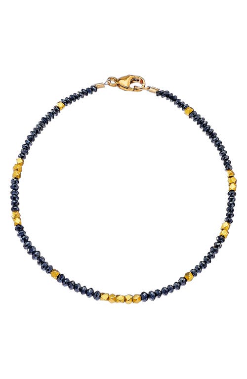 Sethi Couture Noir Black Diamond & Gold Bead Bracelet 