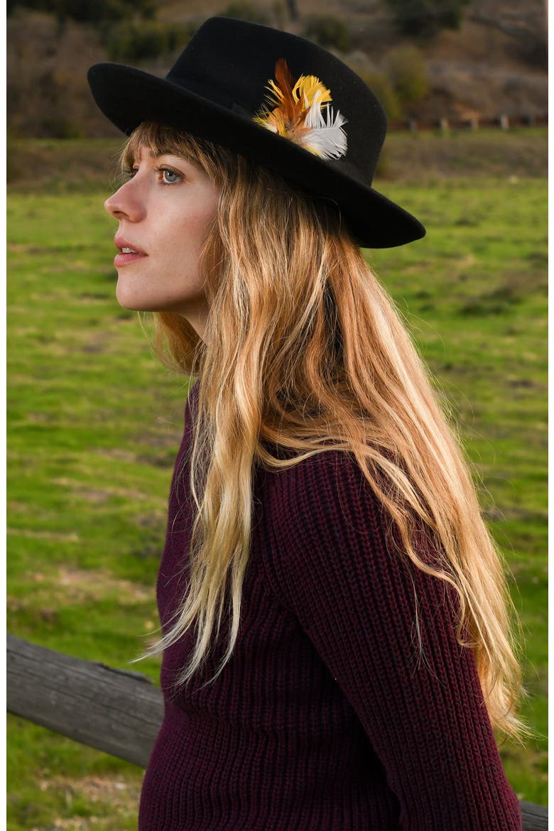 Wool Fedora Hat, Alternate, color, BLACK