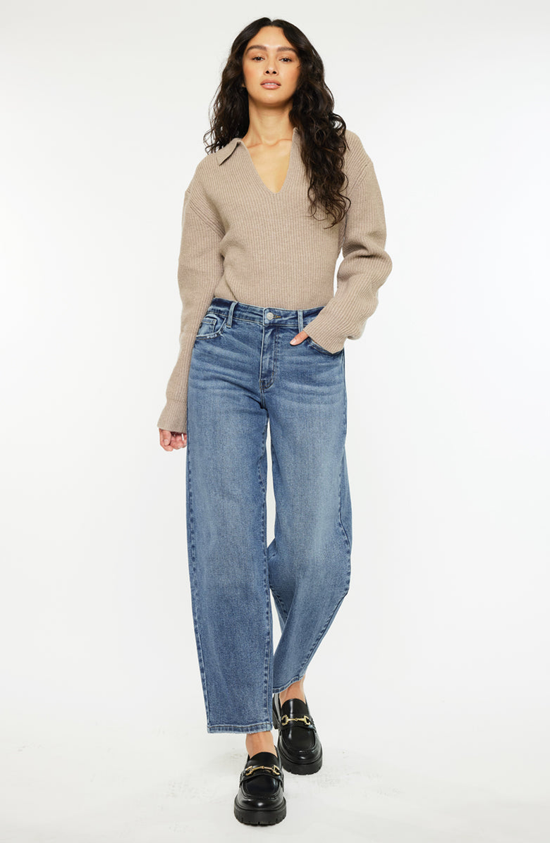 KanCan Grace Essentials High Rise Slim Barrel Jeans, Alternate, color, Medium Wash