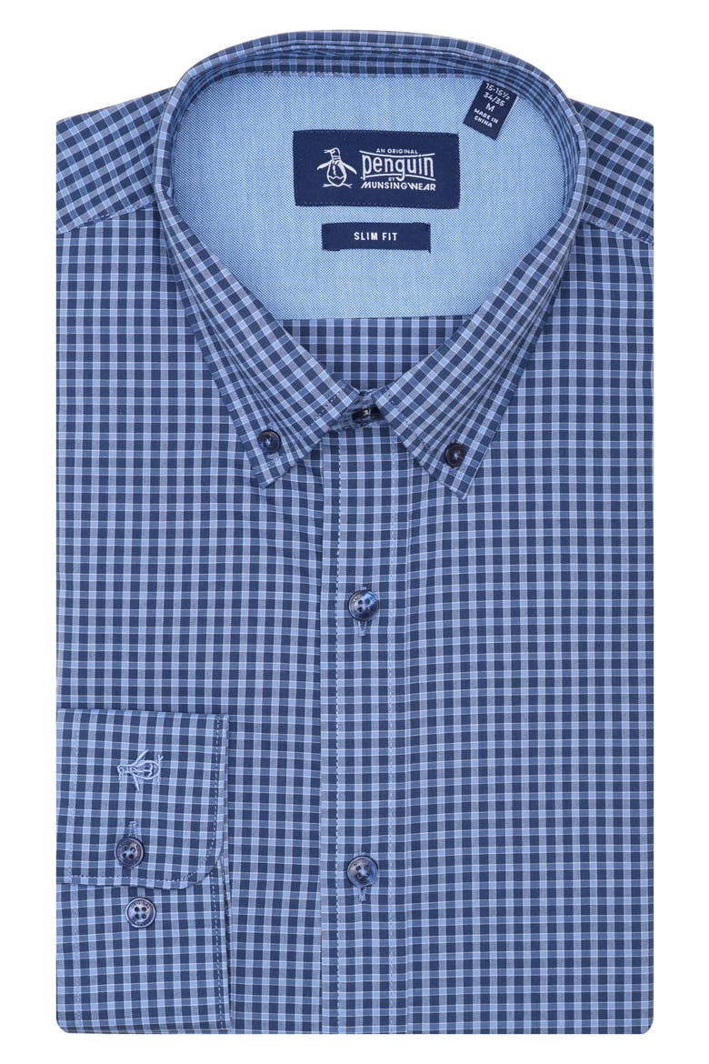 Solihull Check Slim Fit Dress Shirt, Alternate, color, NAVY