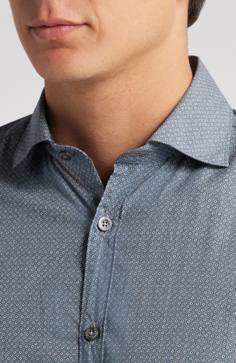 Canali Regular Fit Geometric Print Dress Shirt, Alternate, color, Grey Blue
