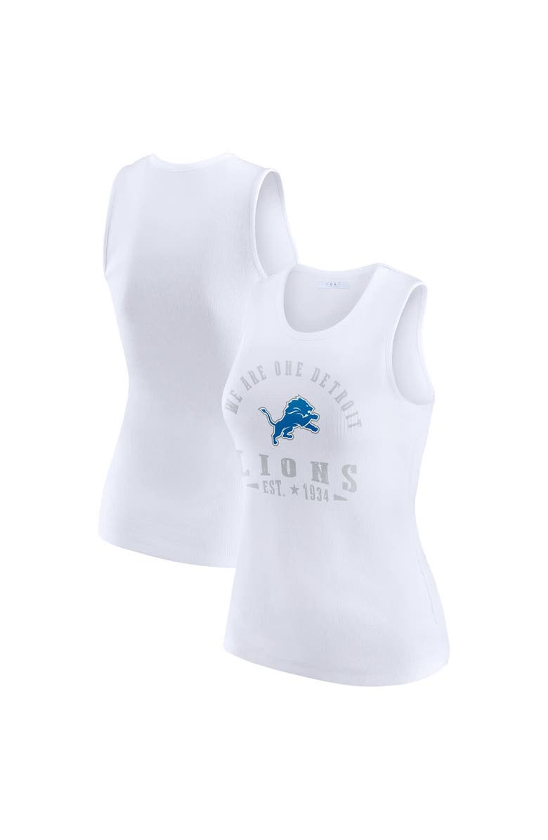 WEAR by Erin Andrews Women's WEAR by Erin Andrews White Detroit Lions Ribbed Graphic Tank Top, Alternate, color, White