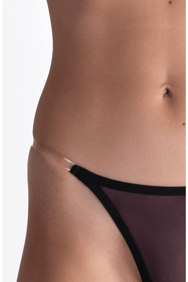 Lustrous Clear Strap Invisible Thong, Alternate, color, BLACK