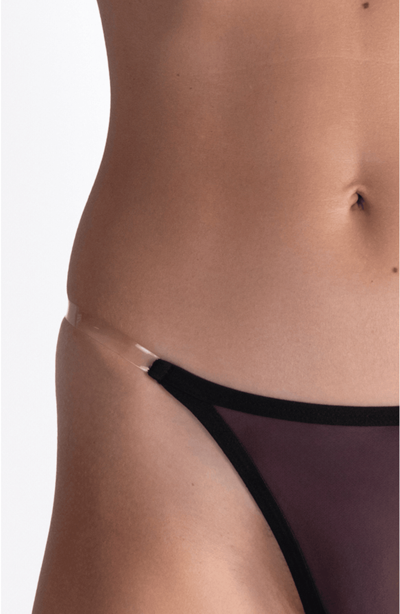 LECHERY<sup>®</sup> Lustrous Clear Strap Invisible Thong, Alternate, color, Black