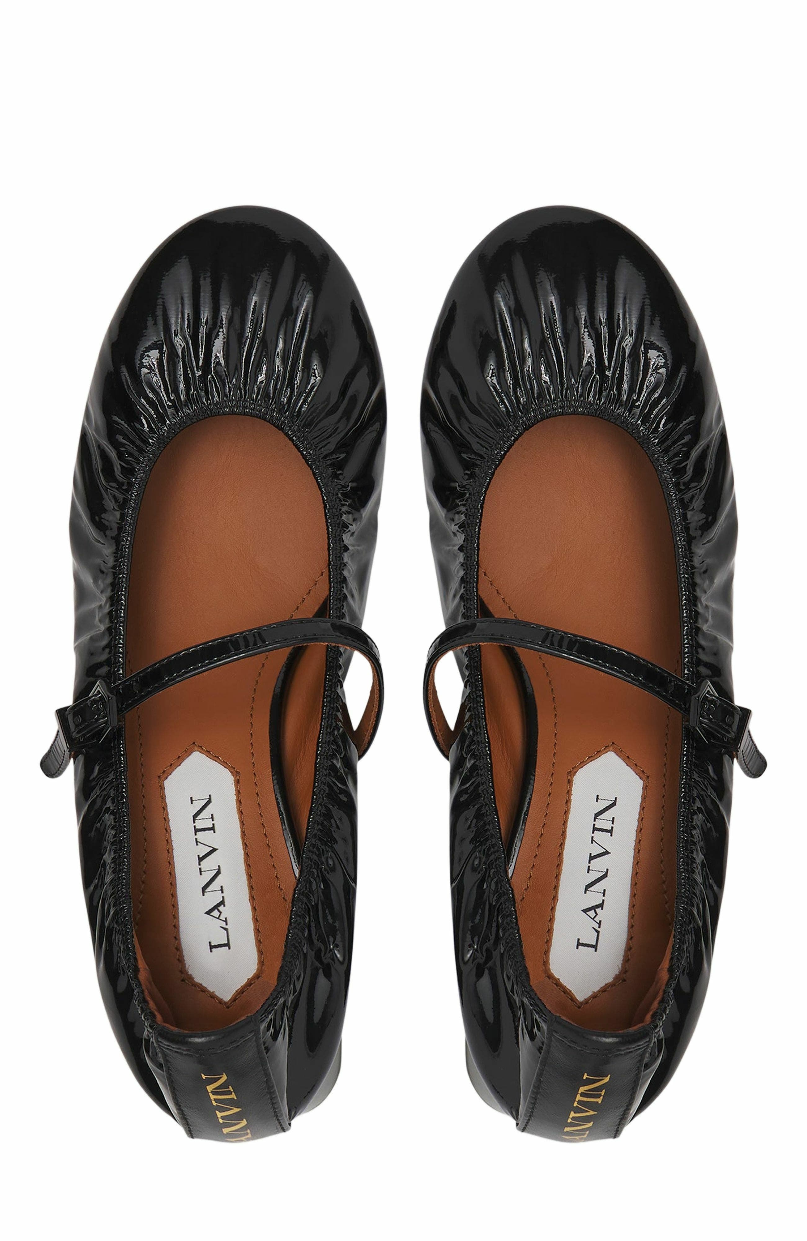 Lanvin Heeled Mary Jane In Glossy Leather, Alternate, color, Black