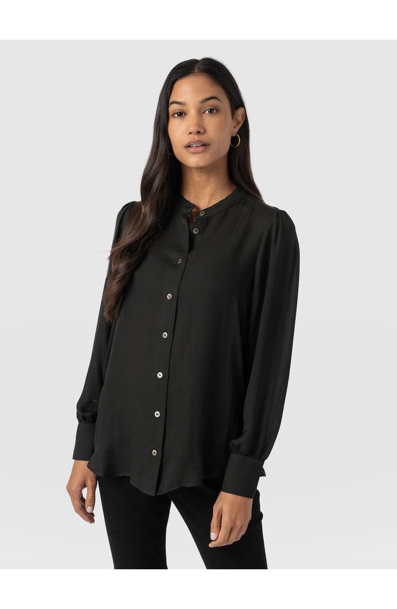 Saint + Sofia Paxton Pussybow Blouse, Alternate, color, Black