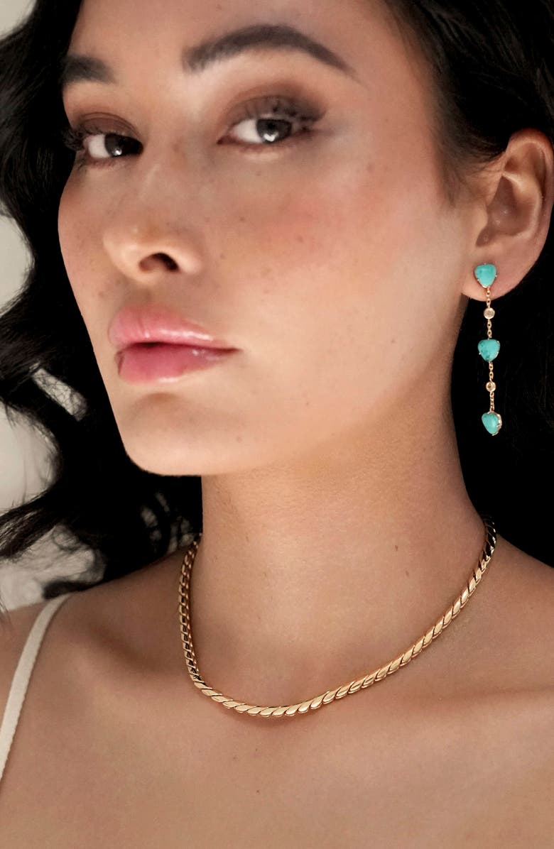 Ettika Reconstituted Turquoise Drop Earrings, Alternate, color, Turquoise