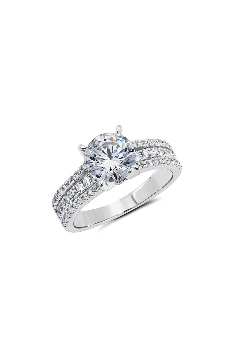 Crislu Cubic Zirconia Stack Ring, Main, color, Platinum
