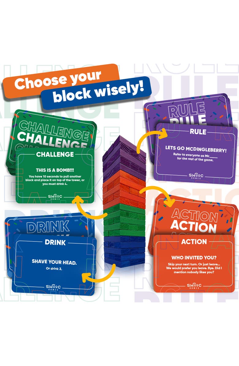 Swooc Games Ultimate Party Tower Game, Alternate, color, Multicolored