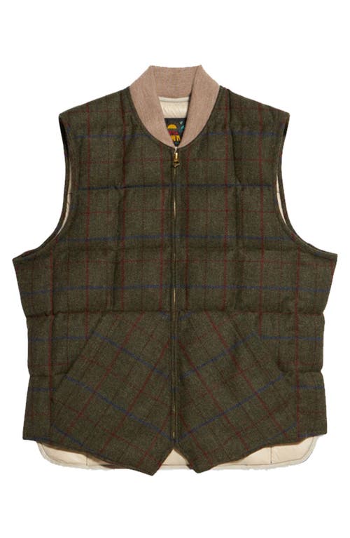 Fortela Wool Check Vest In Green