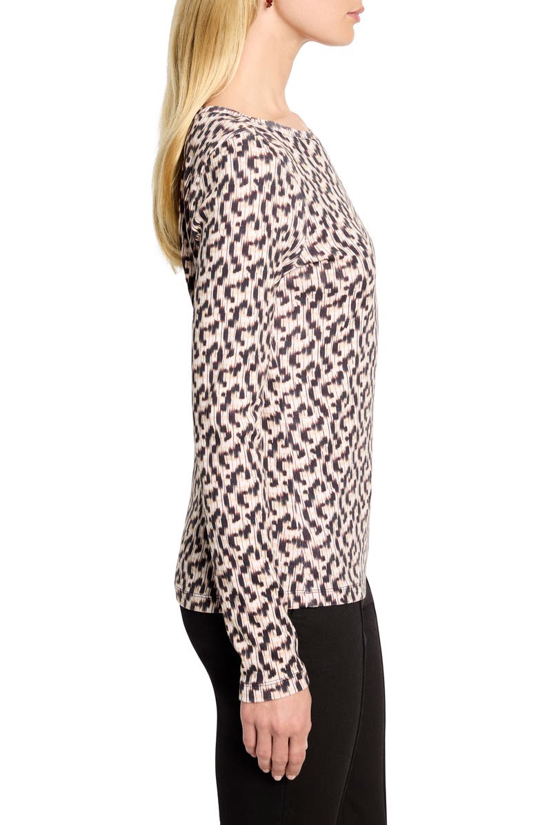 NZT by NIC+ZOE Printed Long Sleeve Cotton T-Shirt, Alternate, color, Neutral Multi