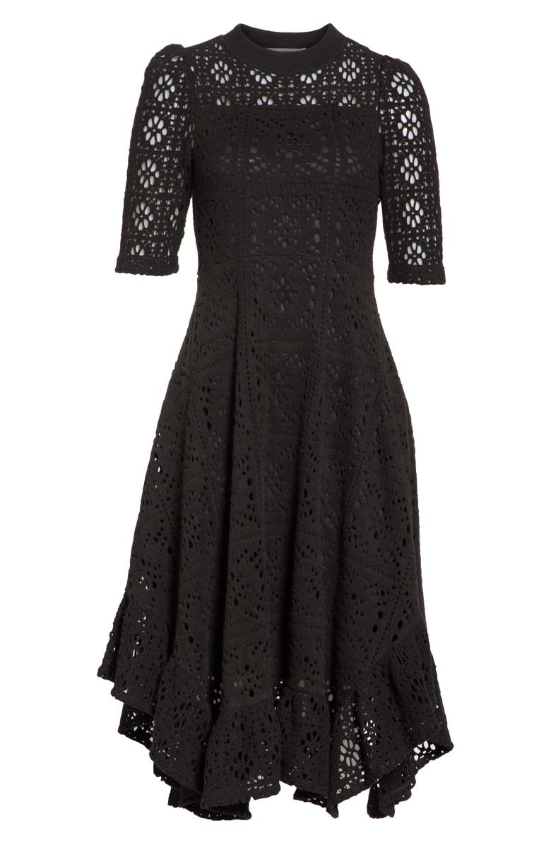 See by Chloé Handkerchief Hem Crochet Midi Dress, Alternate, color, 