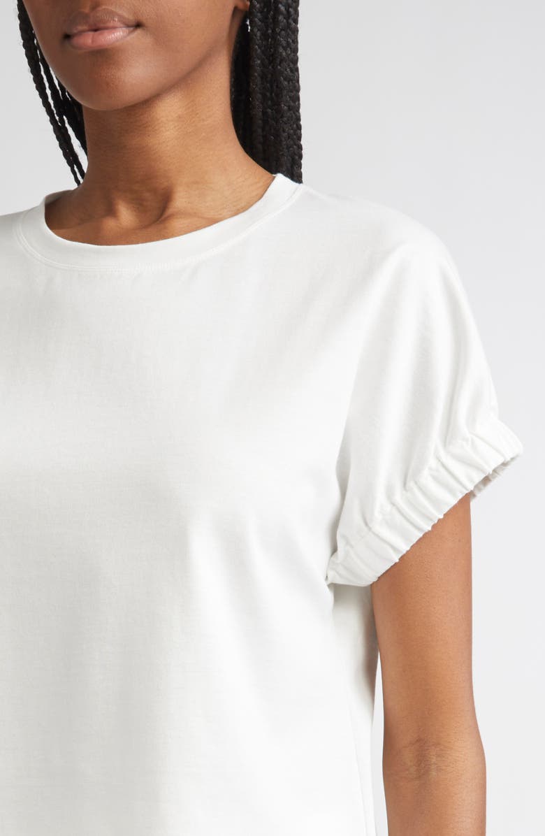 Lafayette 148 New York Gathered Cuff Cotton Jersey T-Shirt, Alternate, color, White
